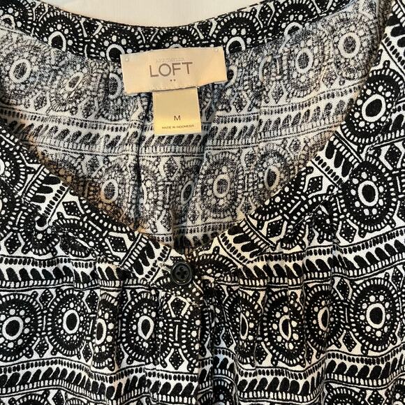 Ann Taylor LOFT Women's M Black White Geometric Sleeveless Romper Spring Summer - Picture 3 of 7